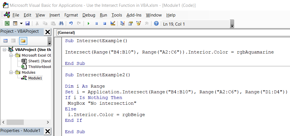 Use The Intersect Function In Vba 3285
